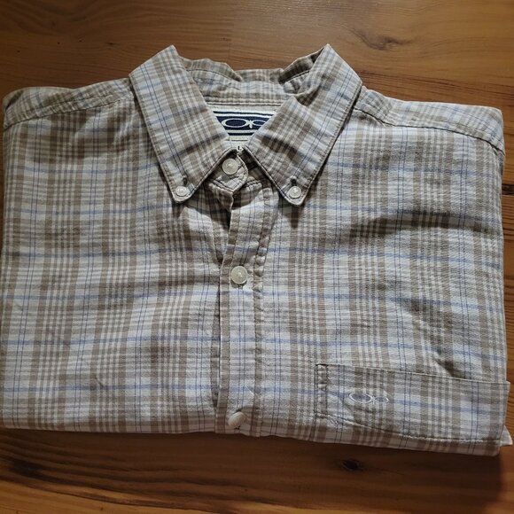Ocean Pacific Short Sleeve Button Front Plaid Shirt LARGE - Picture 1 of 7